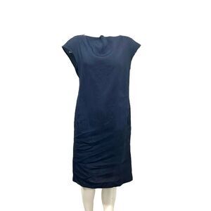 M.M.Lafleur navy blue cap sleeve linen blend dress size 6